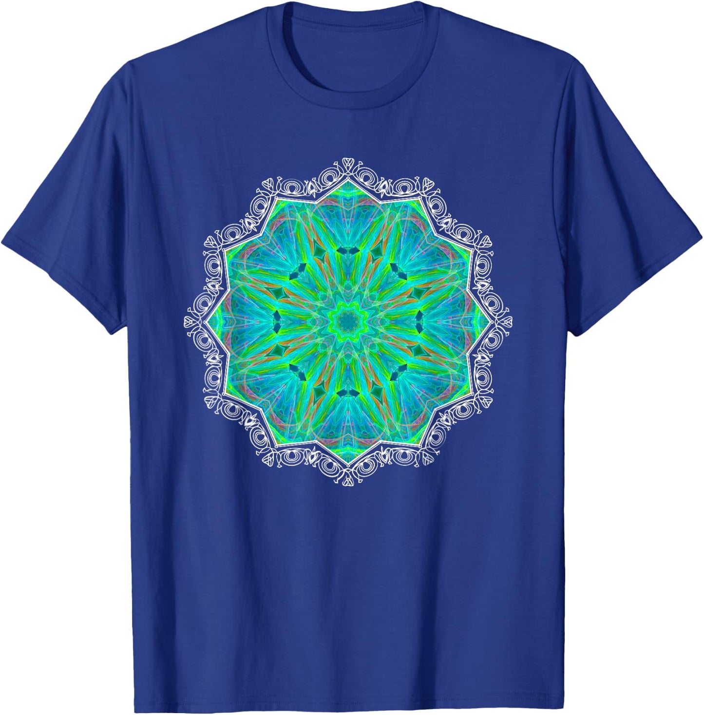 Green Kaleidoscope-art Mandala Geometry Gaia Yoga Mantra T-Shirt - T-Shirt | Royal