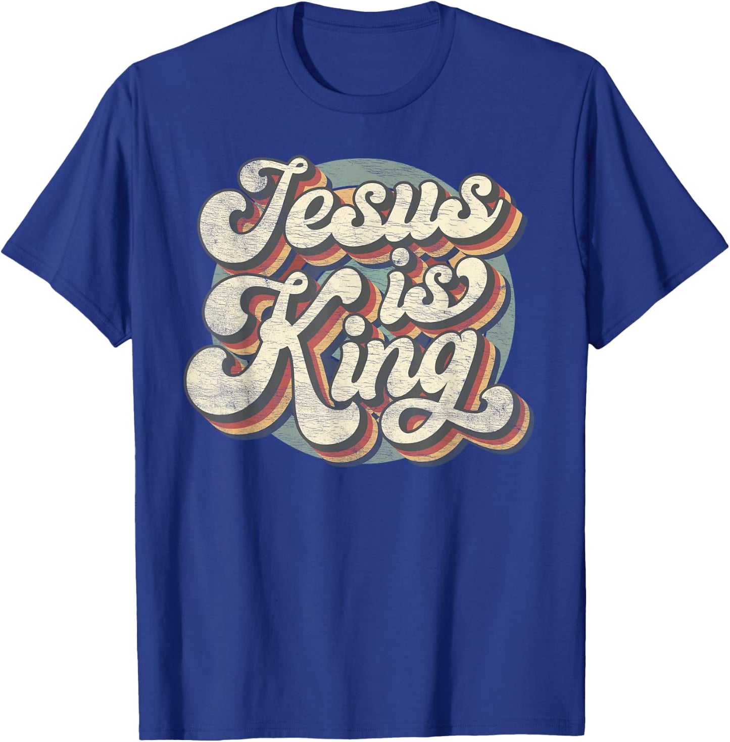 Retro Jesus Is King Christian Bible Religious T-Shirt - T-Shirt | Royal