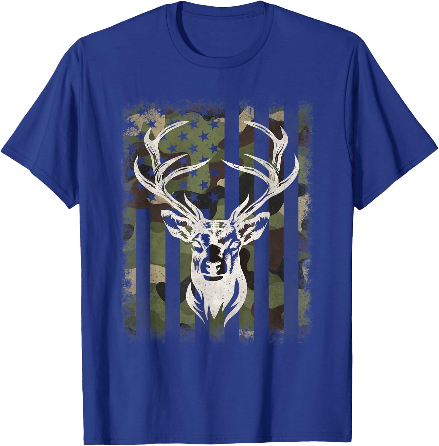 Camouflage American Flag Camo Deer Hunting Hunter Men T-Shirt - T-Shirt | Royal