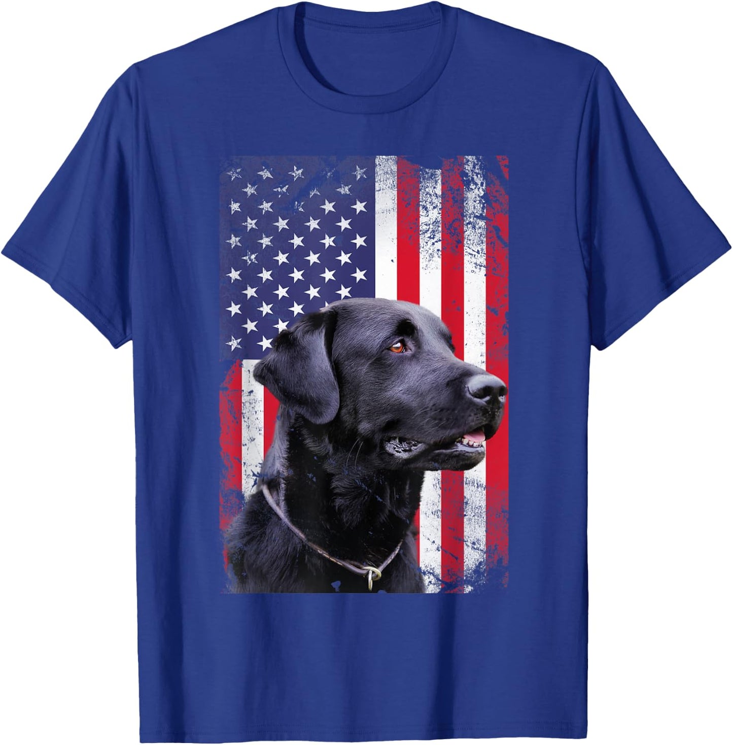 Black Labrador Dog USA Vintage American Flag T-Shirt - T-Shirt | Royal
