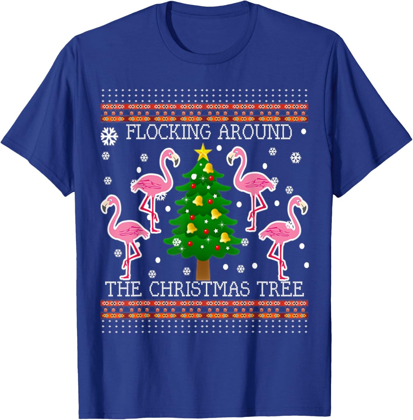 Funny Flamingo Christmas Tree Shirt-Flocking Around T-Shirt - T-Shirt | Royal