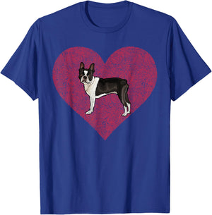Boston Terrier Valentines Day Dog Love Fingerprint T-Shirt - T-Shirt | Royal