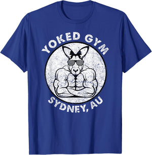 Weight Lift Yoked Gym Sydney Flex Muscle Kangaroo Men Women T-Shirt - T-Shirt | Royal