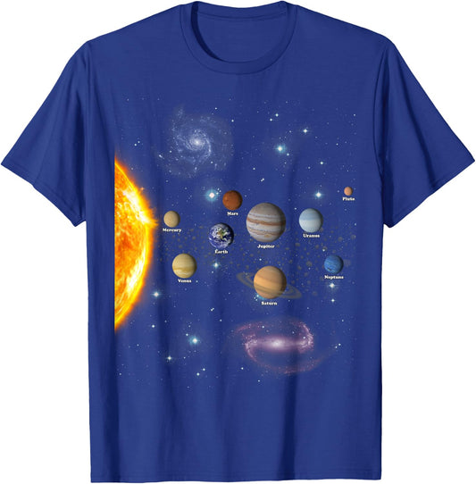 Boys Girls Kids Realistic Solar System Christmas T-Shirt - T-Shirt | Royal
