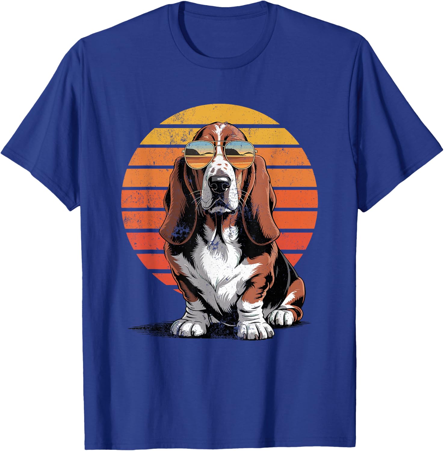 Cool Retro Basset Hound Dog Mom Dad Vintage Pet Lovers T-Shirt - T-Shirt | Royal