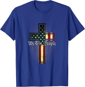 We The People Patriotic American Constitution Cross T-Shirt - T-Shirt | Royal