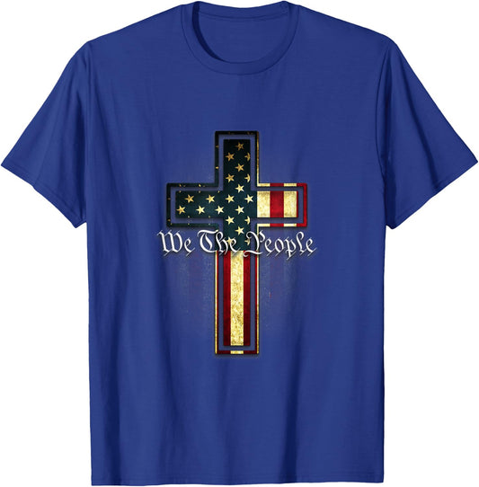 We The People Patriotic American Constitution Cross T-Shirt - T-Shirt | Royal