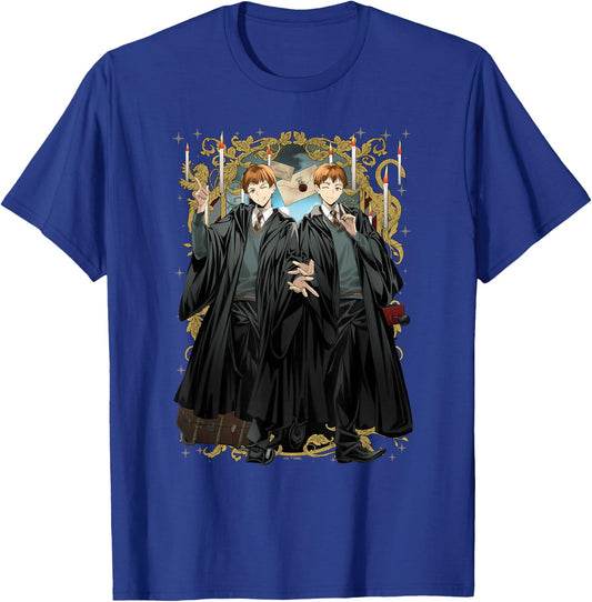 Harry Potter Weasley Twins Anime Style Hogwarts Portrait T-Shirt - T-Shirt | Royal