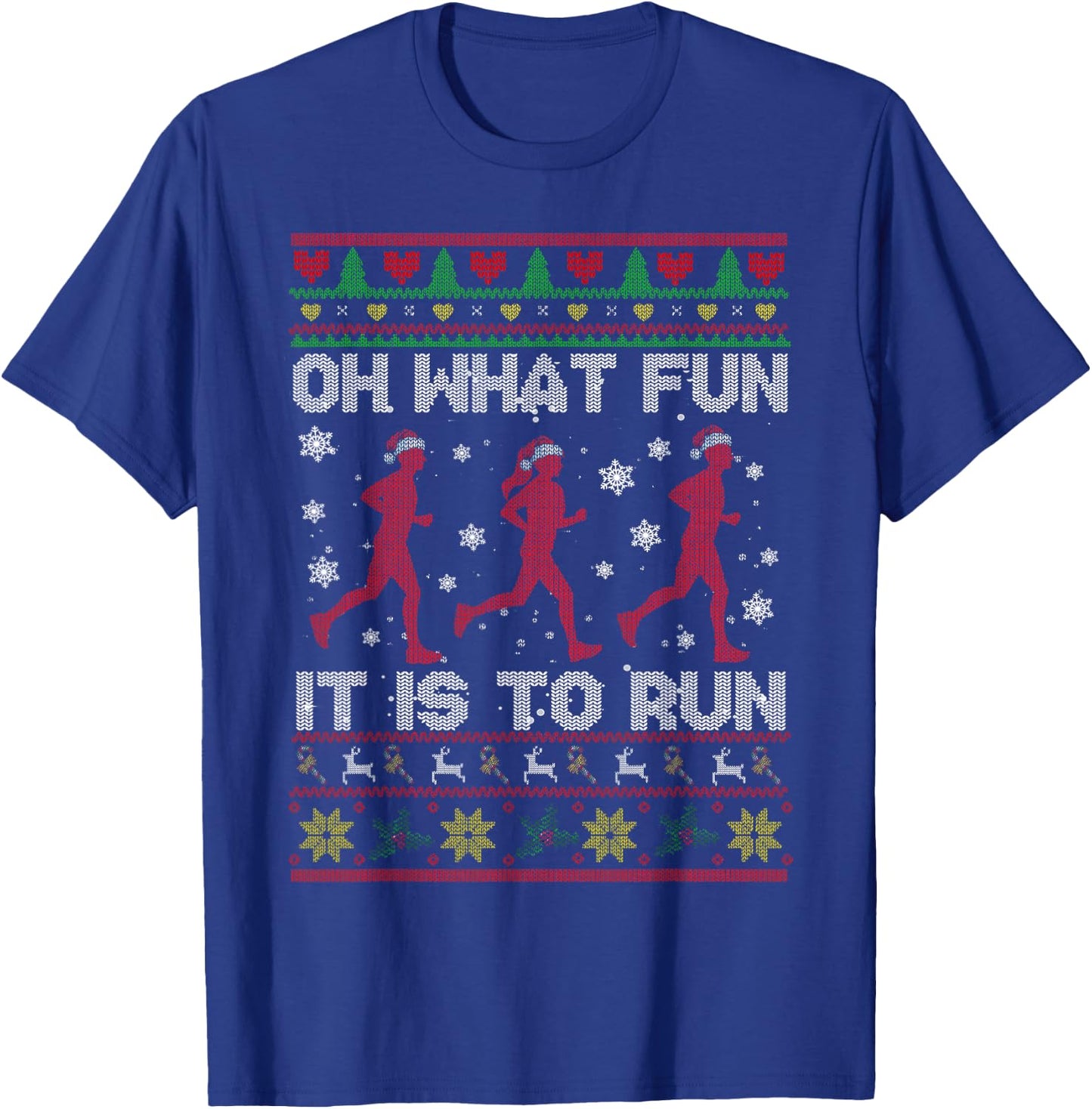 Oh What Fun It is to Run Xmas Santa Runner Running Sweater T-Shirt - T-Shirt | Royal
