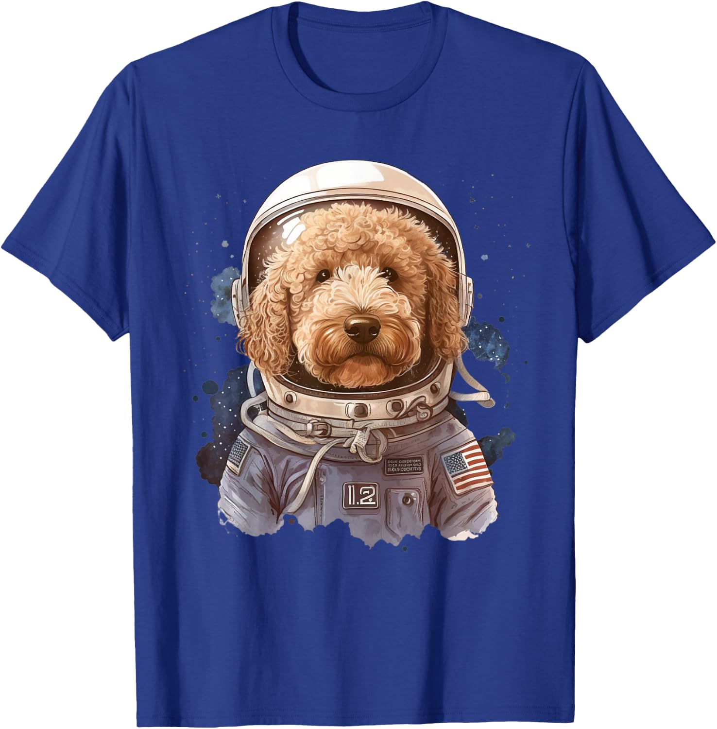 Goldendoodle Astronaut In The Space Cool Graphic Doodle Dog T-Shirt - T-Shirt | Royal