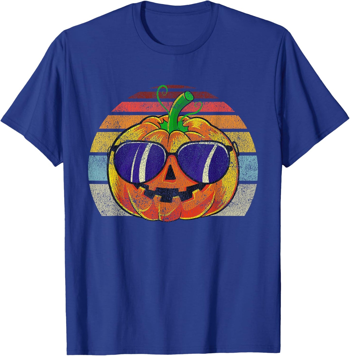 Cool Pumpkin Retro Style Halloween Vintage Women Men Kids T-Shirt - T-Shirt | Royal