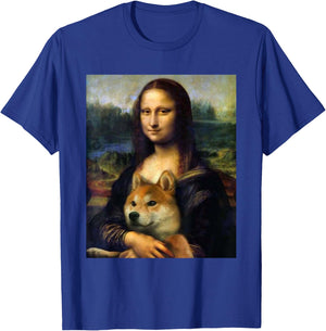 Mona Lisa da Vinci Print Shirt Mona Lisa with Shiba Inu Dog T-Shirt - T-Shirt | Royal