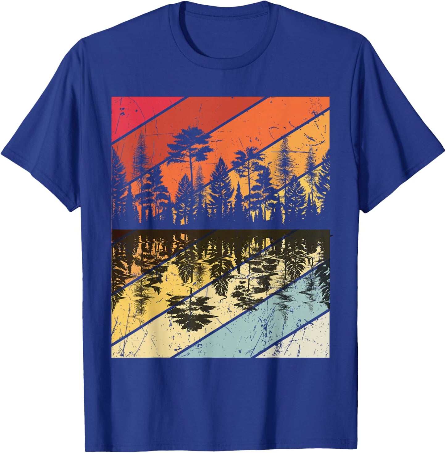 Forest Forrest Camping Vintage Tree Design Retro Lover T-Shirt - T-Shirt | Royal