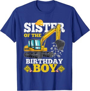 Sis of the Birthday Boy Construction Birthday Excavator Gift T-Shirt - T-Shirt | Royal