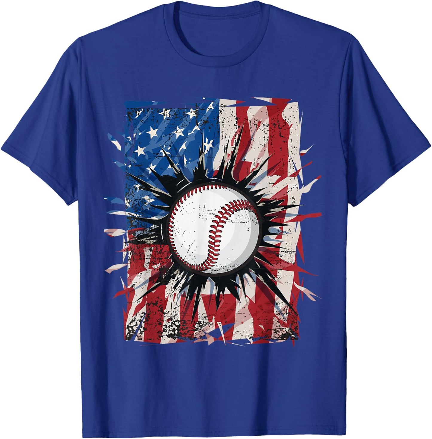Patriotic Baseball 4th of July Men USA American Flag Boys T-Shirt - T-Shirt | Royal