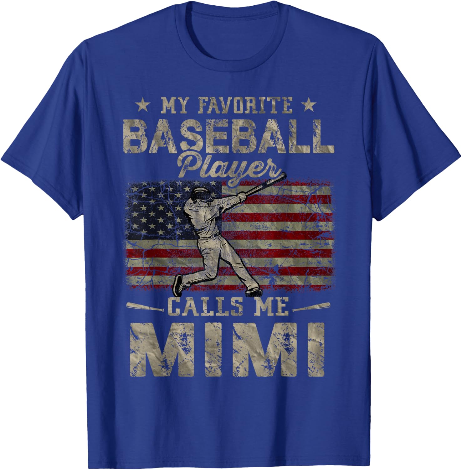 My Favorite Baseball Player Calls Me Mimi Mother's Day T-Shirt - T-Shirt | Royal