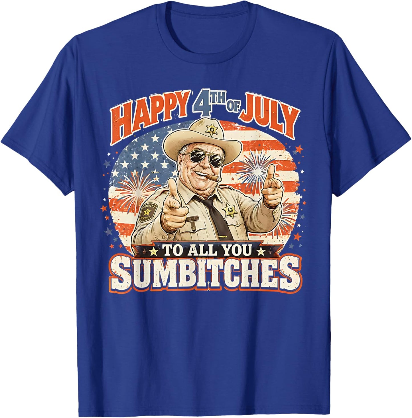 USA Flag Fireworks T-Shirt - T-Shirt | Royal