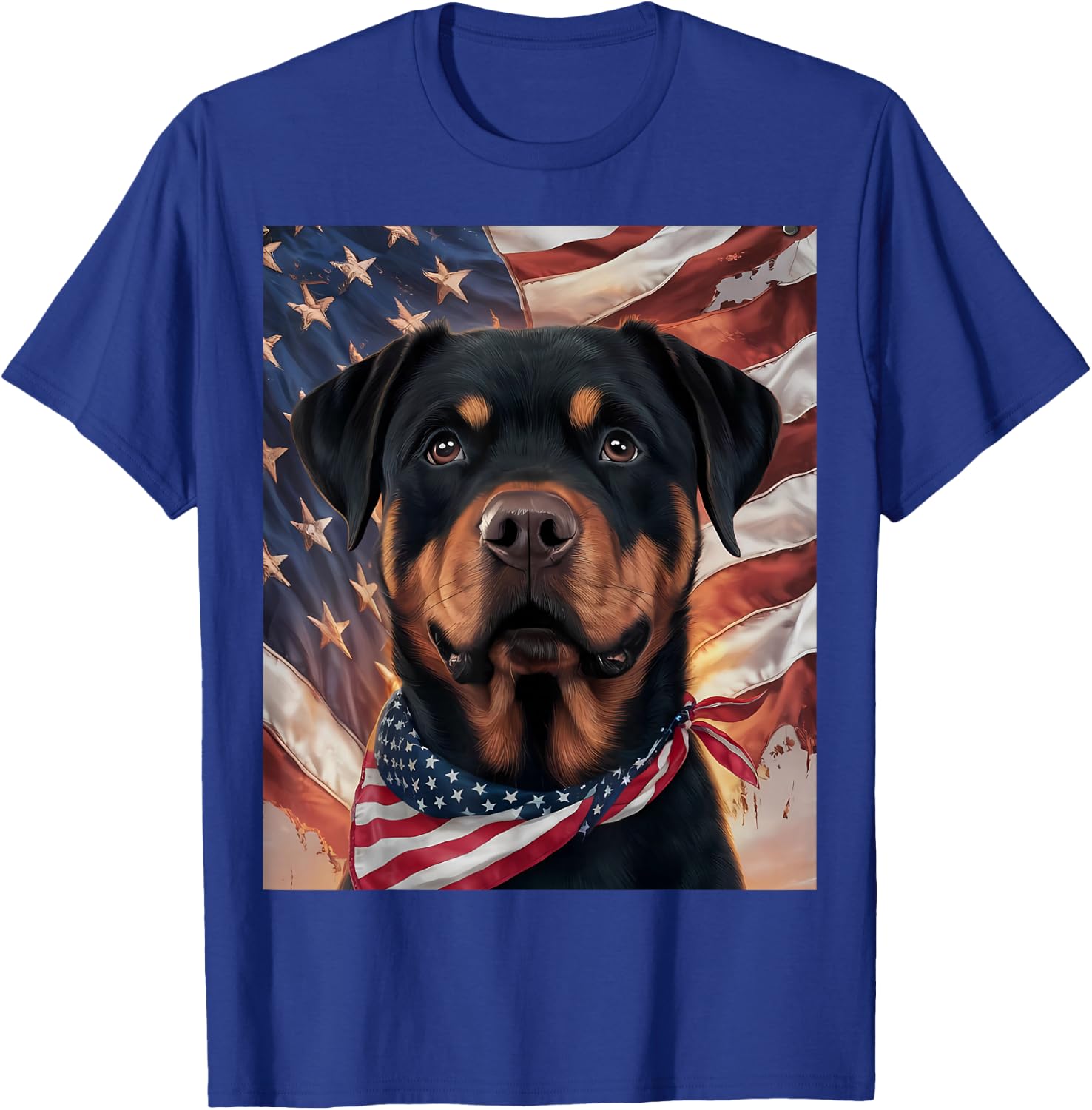 Rottweiler Dog 4th of July American Flag American Pride T-Shirt - T-Shirt | Royal