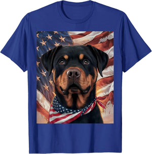 Rottweiler Dog 4th of July American Flag American Pride T-Shirt - T-Shirt | Royal