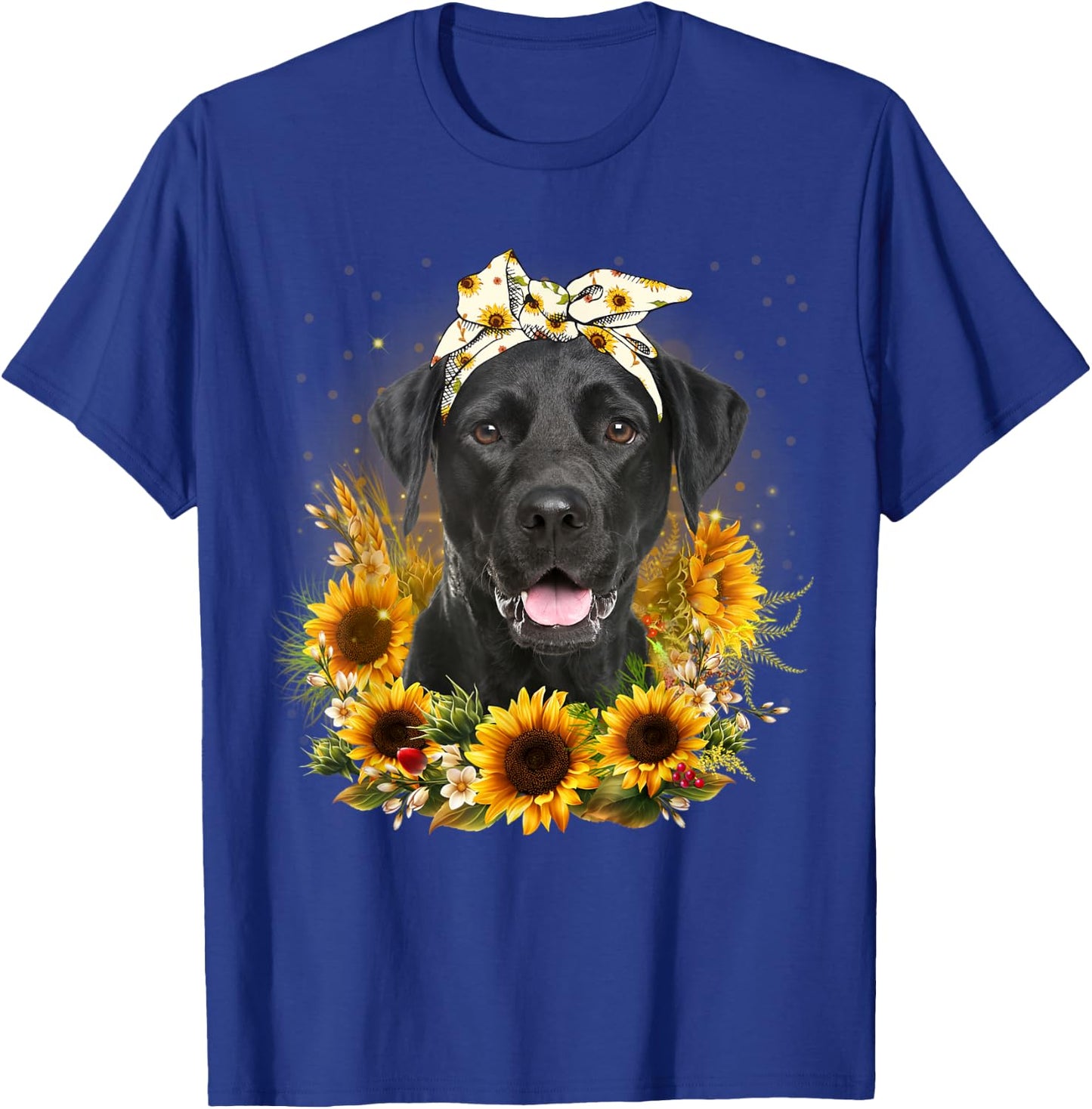 Sunflower Black Labrador Dog Mothers Day T-Shirt - T-Shirt | Royal