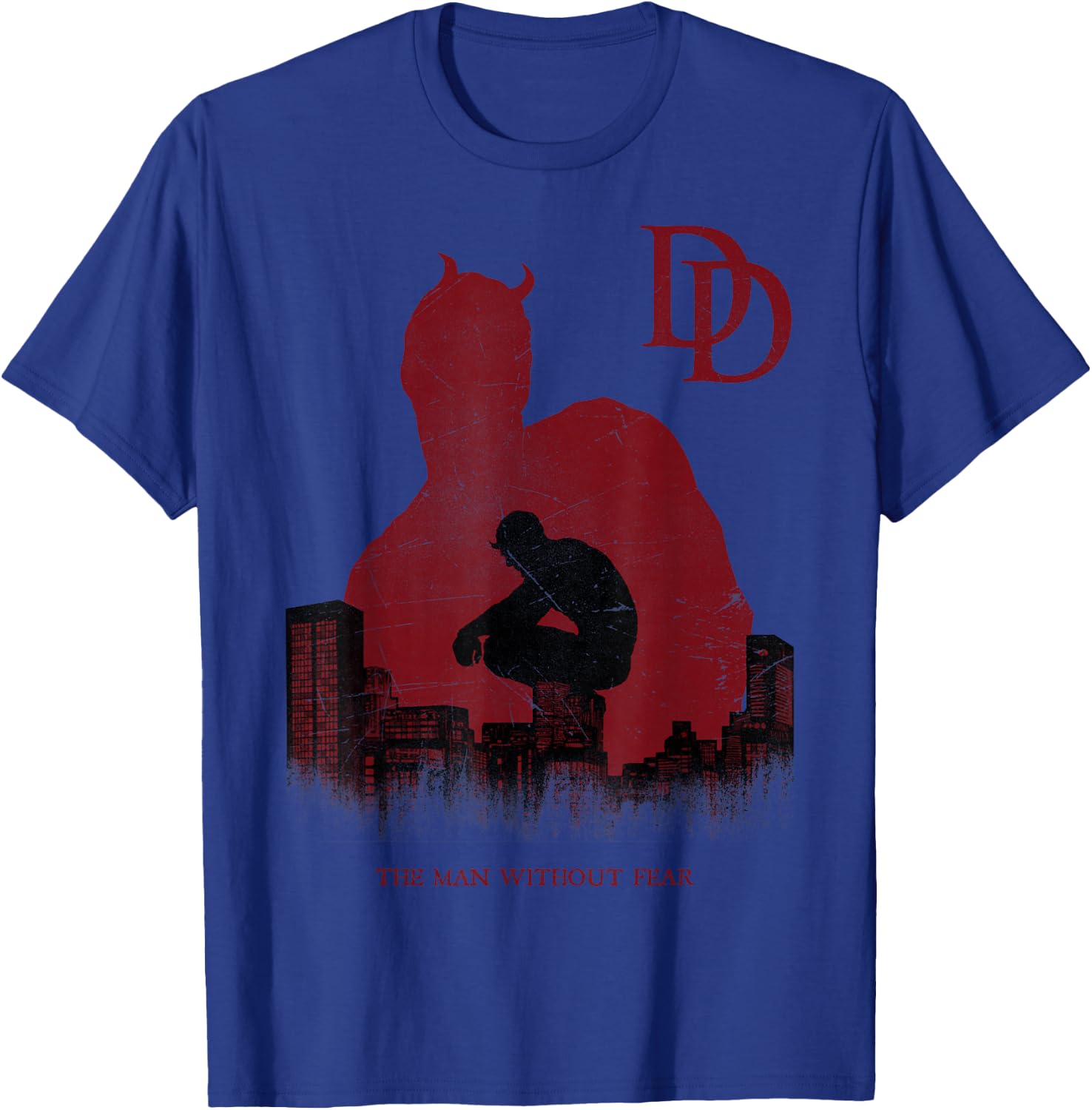 Marvel Daredevil The Man Without Fear Silhouette T-Shirt - T-Shirt | Royal