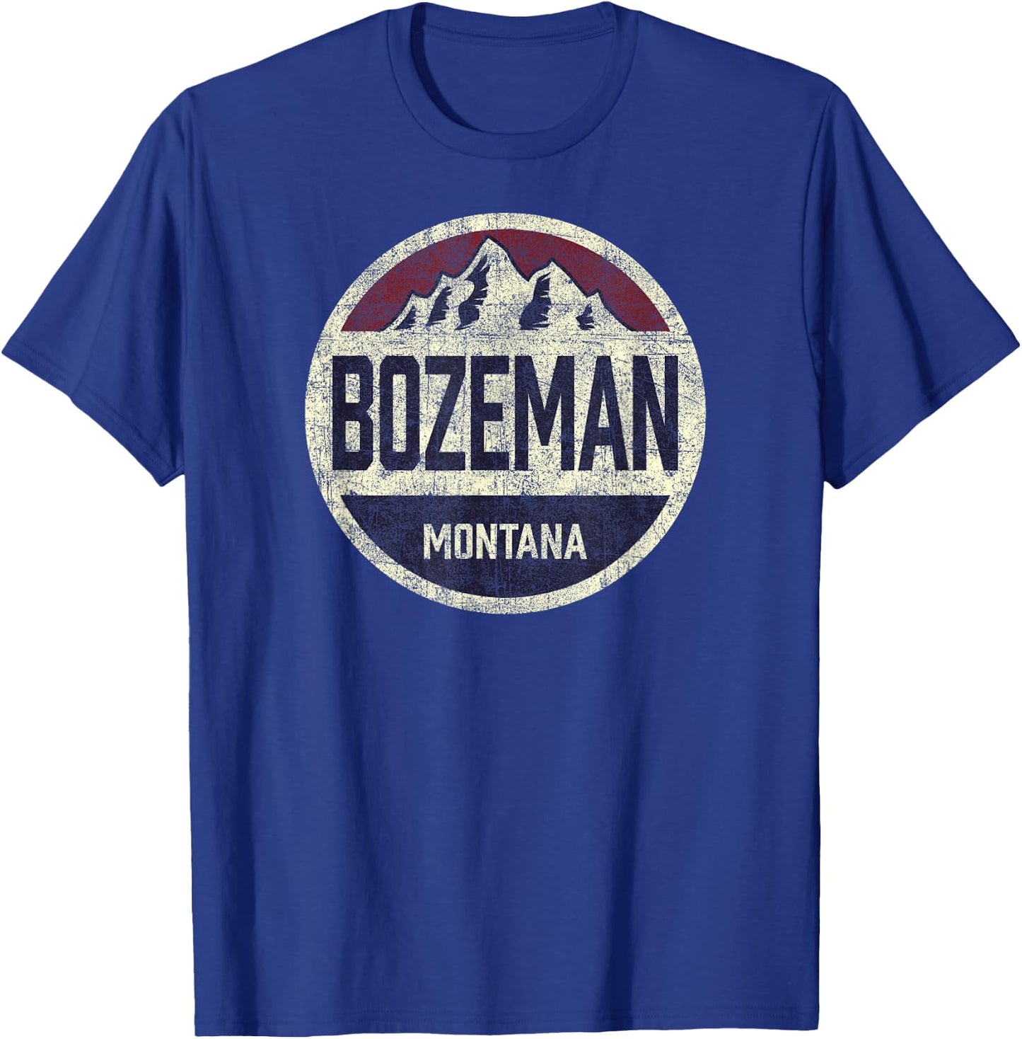 Vintage Bozeman Montana Retro Mountain Circle Souvenir T-Shirt - T-Shirt | Royal