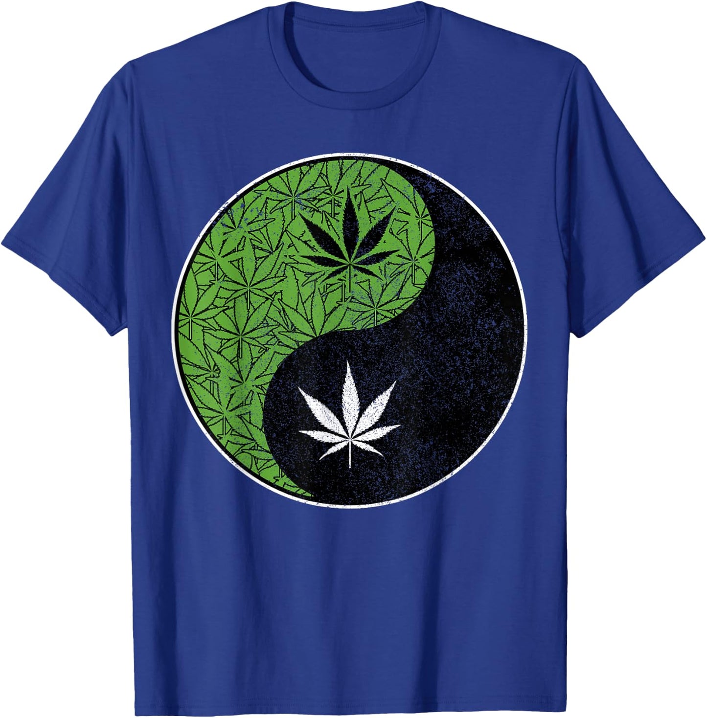Weed Yin Yang Cannabis Leaf Pot Spiritual Stoner 420 Gift T-Shirt - T-Shirt | Royal