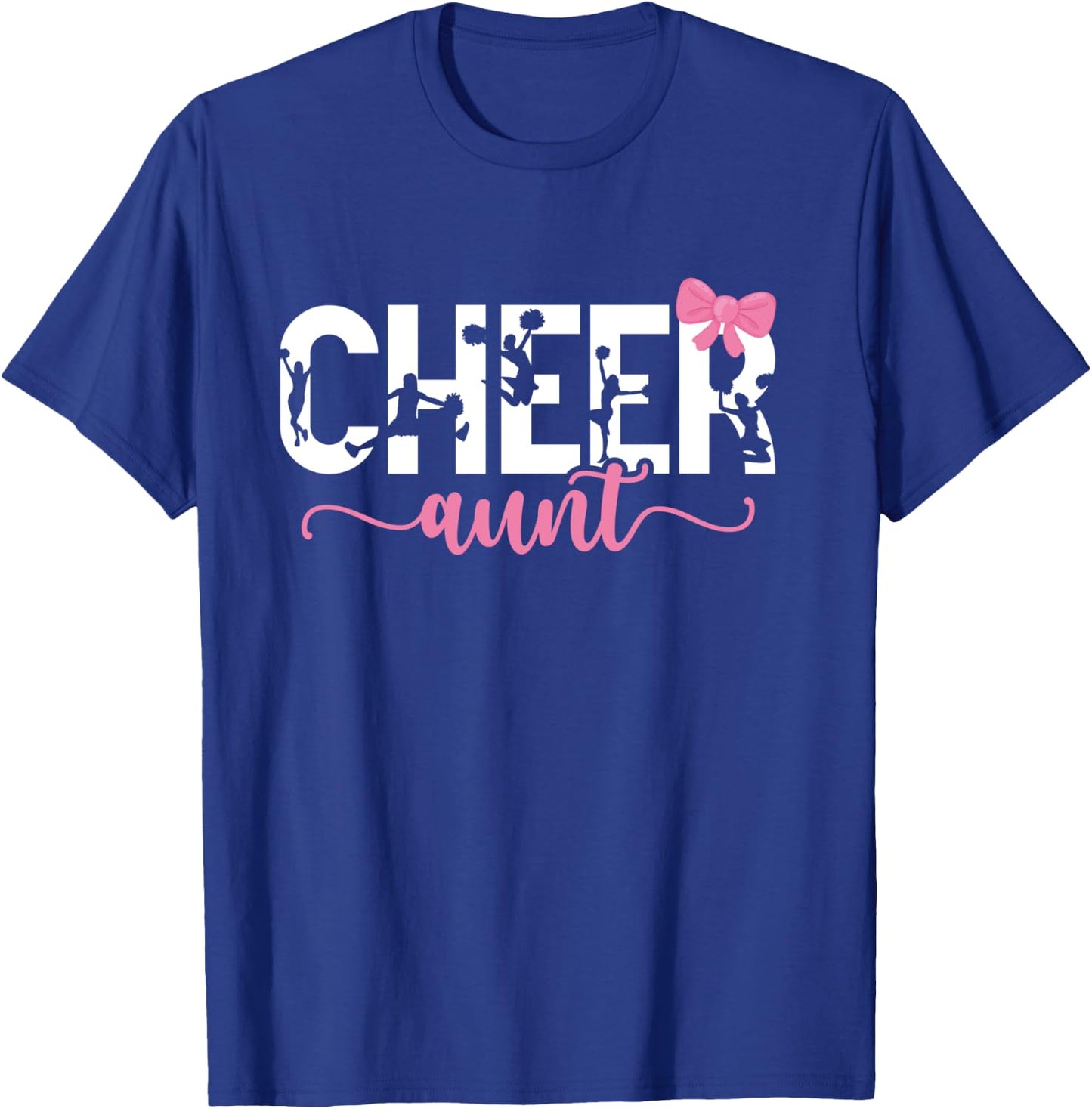 Cheer Aunt Of A Cheerleader Auntie Bow Cheerleading Aunt T-Shirt - T-Shirt | Royal