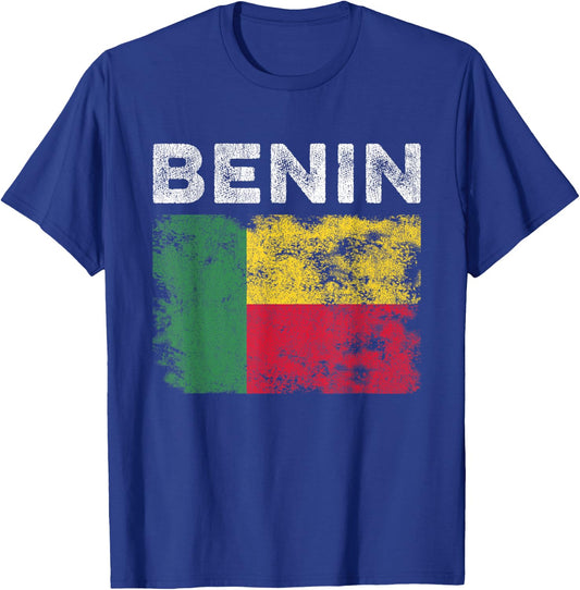Benin Flag Distressed - Men Women Kids - Beninese Flag T-Shirt - T-Shirt | Royal