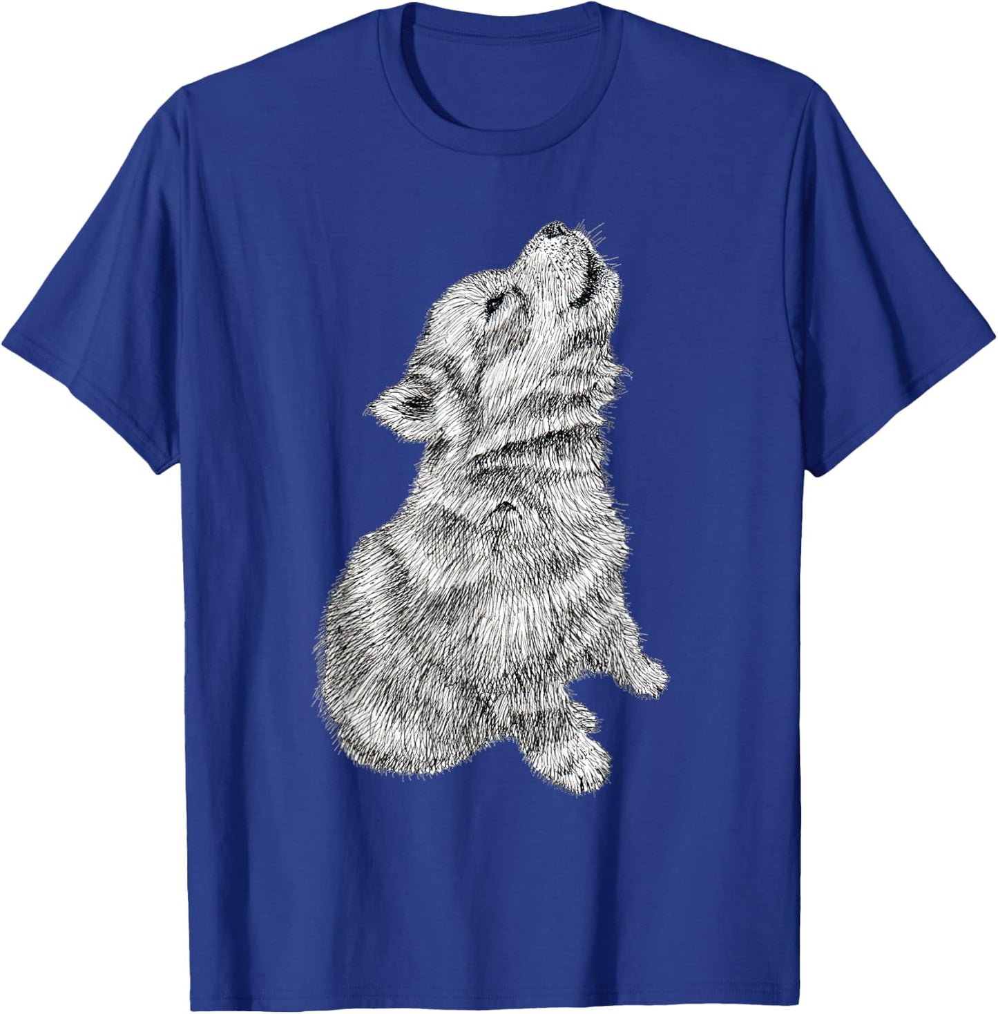 Cute Baby Howling Wolf Cub Sketch T-Shirt - T-Shirt | Royal
