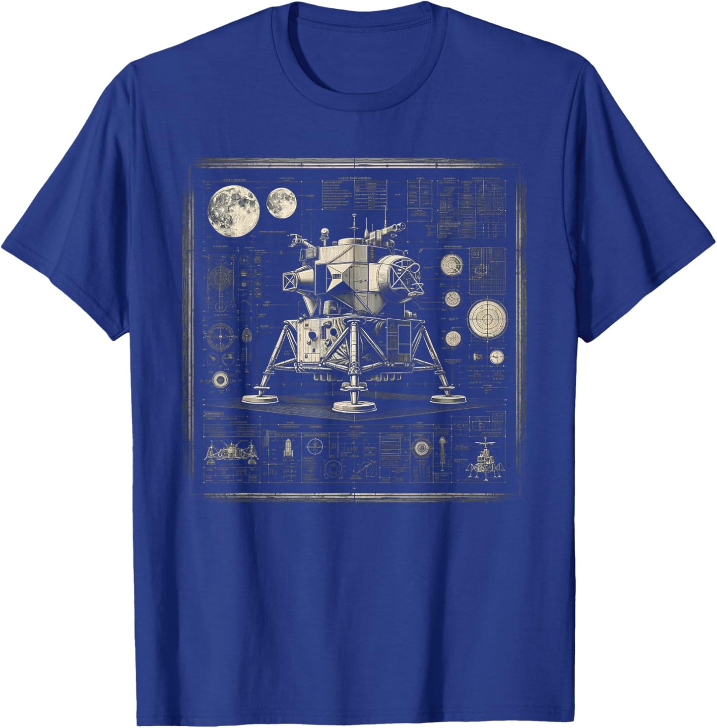 Moon Lander Technical drawing T-Shirt - T-Shirt | Royal
