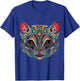 Sugar Skull Cat Day Of The Dead Cat Halloween Cinco De Mayo Men Women Kids T-Shirt - T-Shirt | Royal