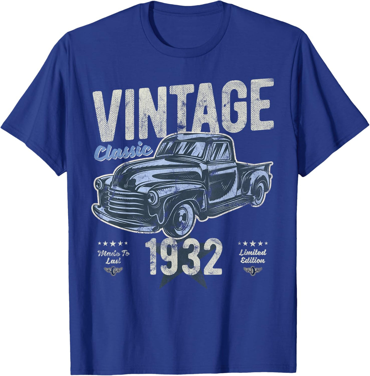 Vintage, Born 1932, 90th Birthday, Classic Pick Up Truck T-Shirt - T-Shirt | Royal