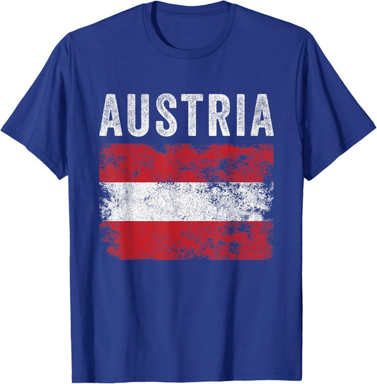Austria Flag Distressed - Men Women Kids - Austrian Flag T-Shirt - T-Shirt | Royal