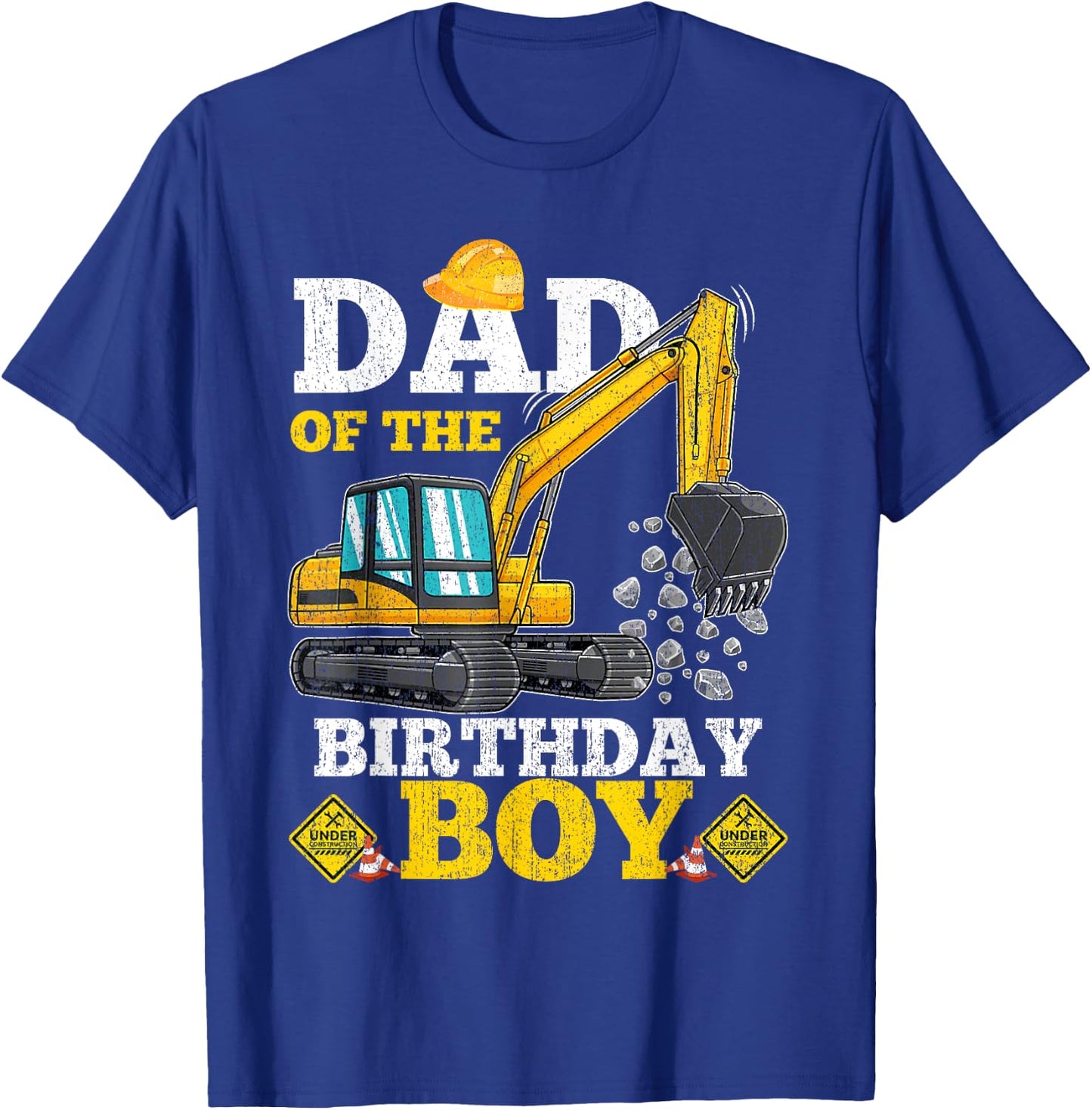 Dad of the Birthday Boy Construction Birthday Excavator Gift T-Shirt - T-Shirt | Royal
