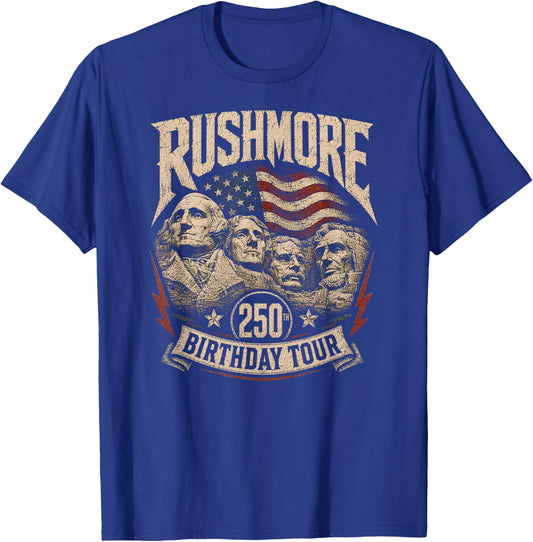 Funny Mount Rushmore 250th Anniversary USA 250 Birthday T-Shirt - T-Shirt | Royal