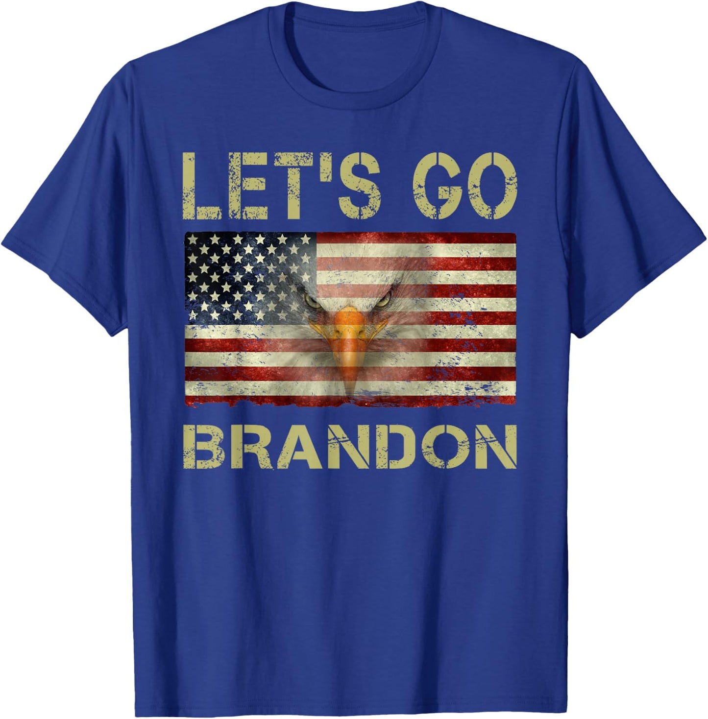 Let’s Go Brandon Conservative USA Flag Funny T-Shirt - T-Shirt | Royal