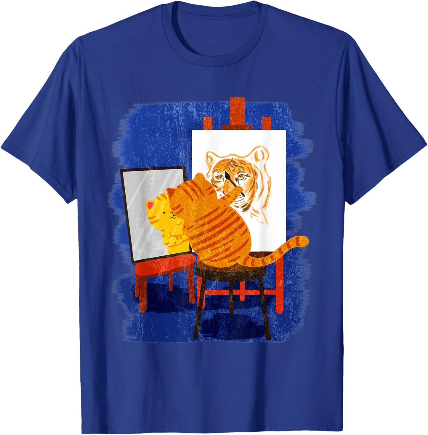 Cute Artistic Cat - Cute Cat Painting Lion Art T-Shirt - T-Shirt | Royal