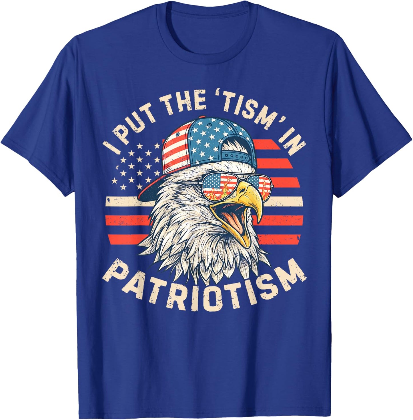 I Put The Tism in Patriotism Athletic Eagle 4th of July Kids T-Shirt - T-Shirt | Royal
