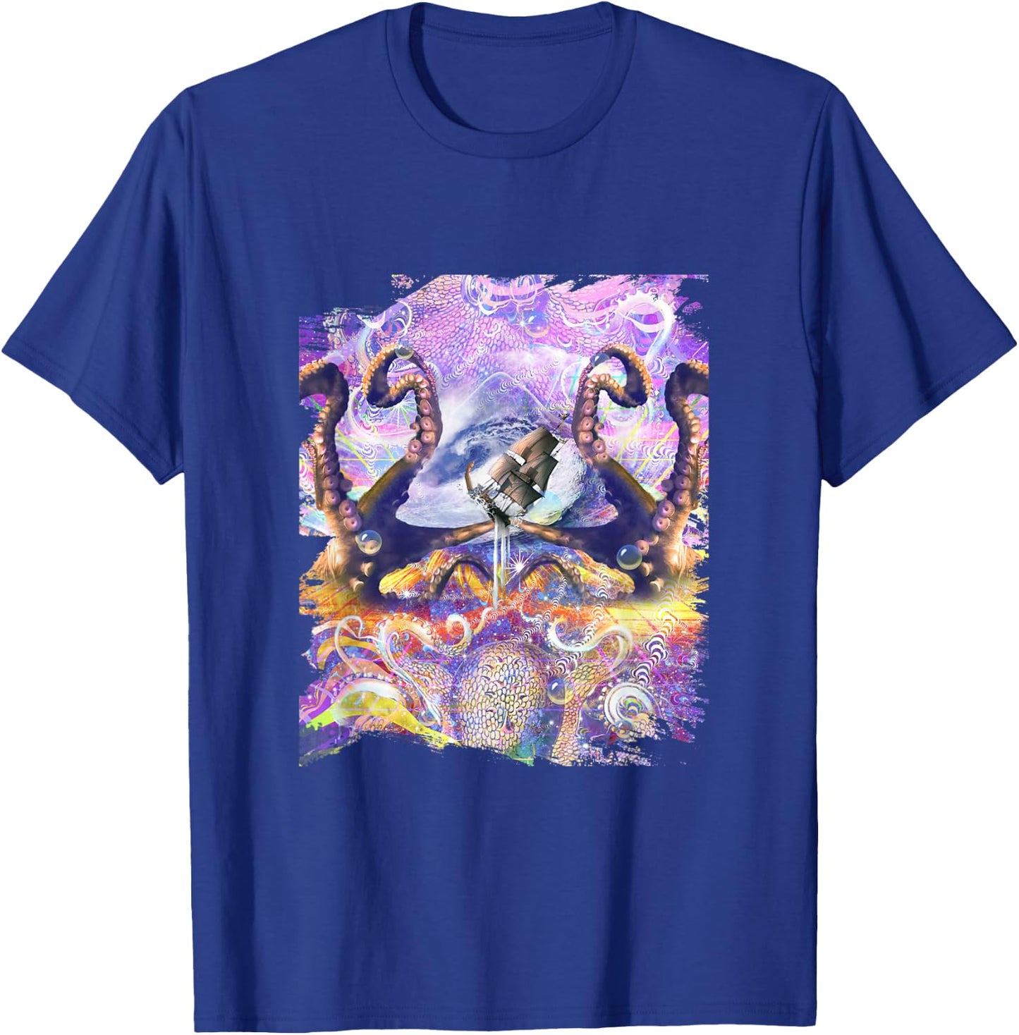 Sea Octopus Monster Trippy Rave T-Shirt - T-Shirt | Royal