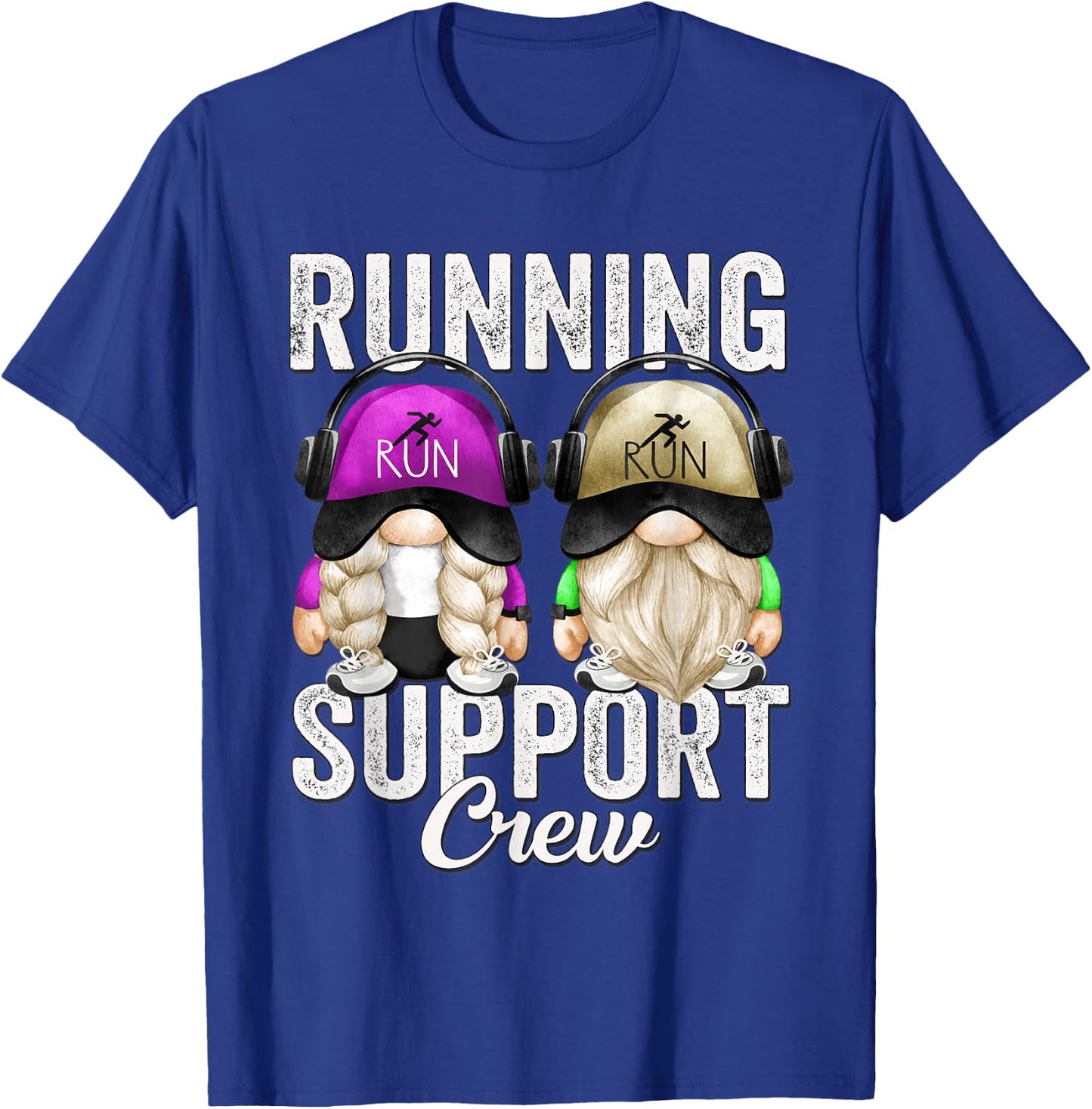 Funny Running Support Crew Gnomies For Half Marathon Runners T-Shirt - T-Shirt | Royal