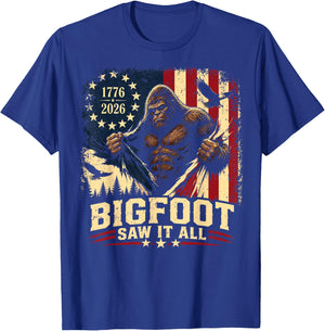 Bigfoot Saw It All 250 Years American 250th Anniversary USA T-Shirt - T-Shirt | Royal
