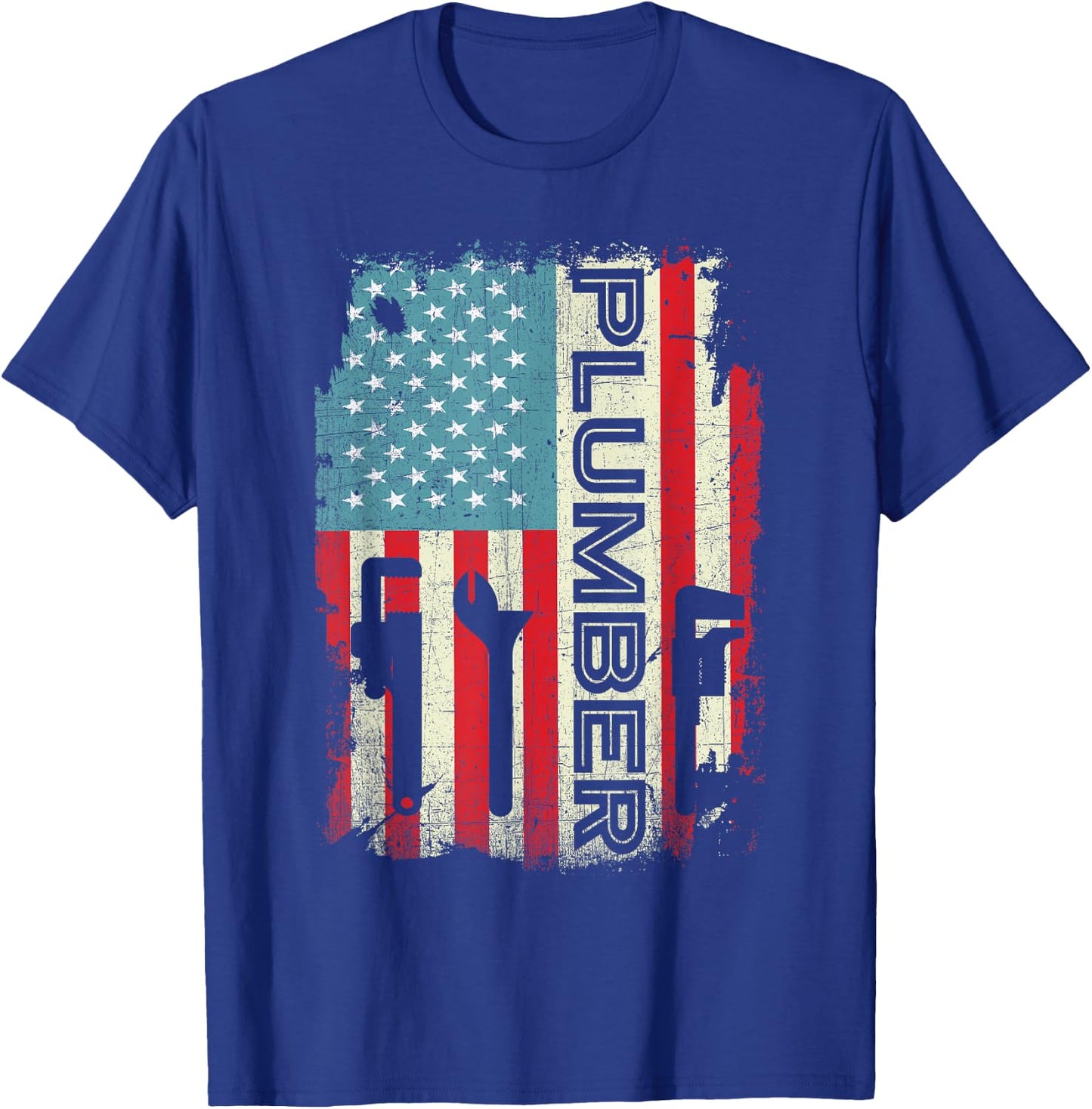 Patriotic Plumber 4th of July Plumber Plumber Gifts Men T-Shirt - T-Shirt | Royal