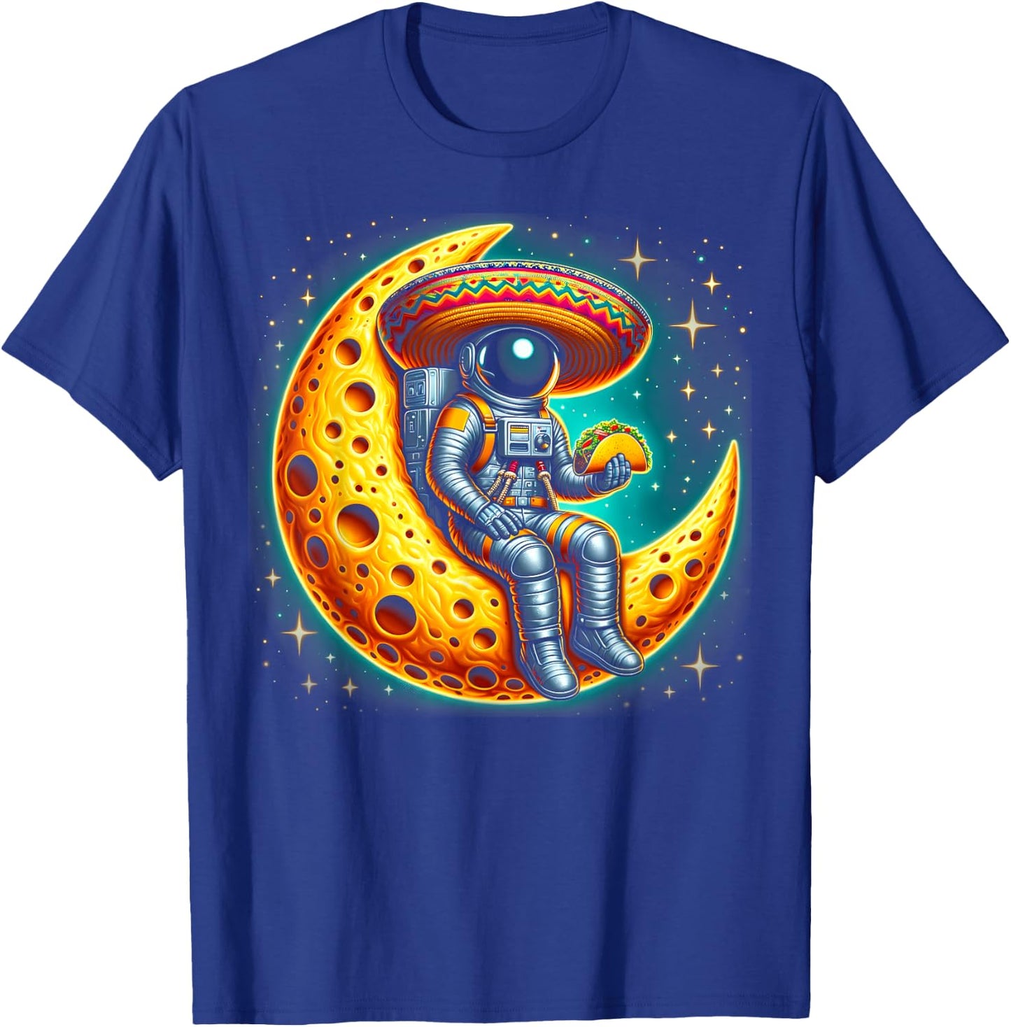 Cinco De Mayo Astronaut Space Mexico Sombrero Taco Moon T-Shirt - T-Shirt | Royal