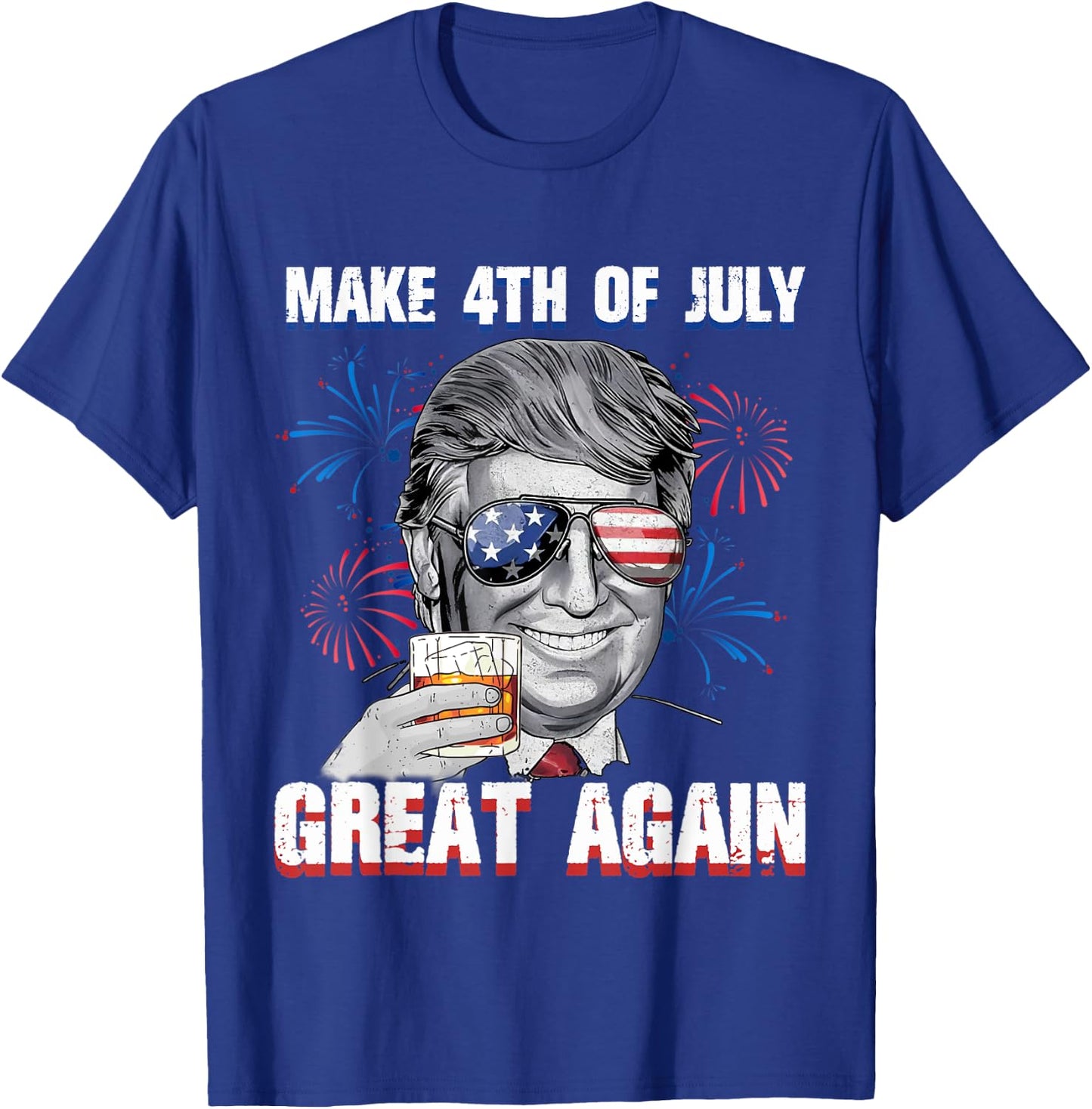 Make 4th Of July Great Again Funny Trump Men Drinking Beer T-Shirt - T-Shirt | Royal