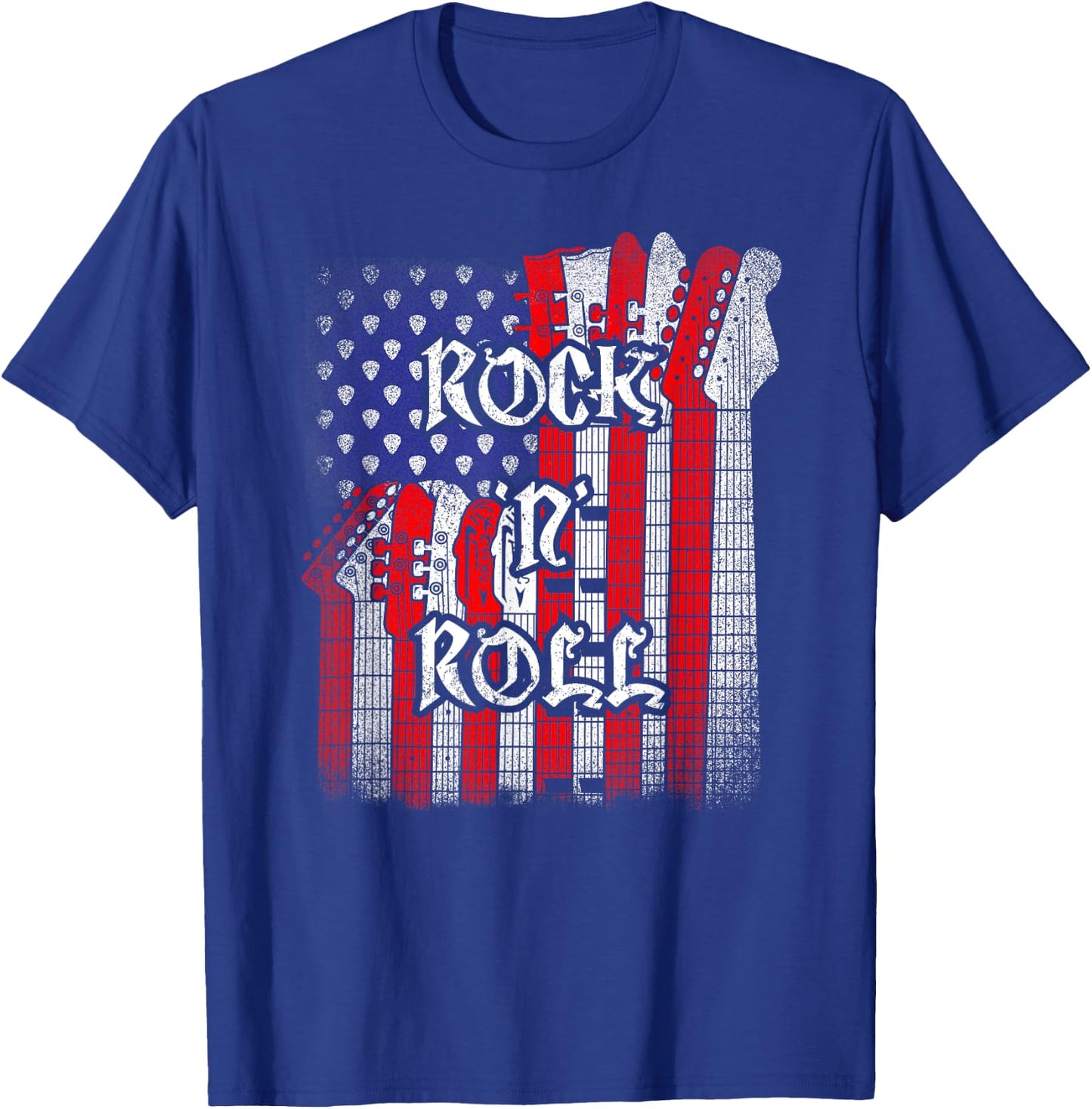 Rock And Roll American Flag Guitar , Independence Day T-Shirt - T-Shirt | Royal