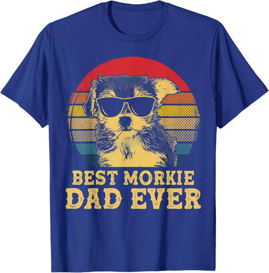 Best Morkie Dad Ever Dog Lovers Retro Vintage Men Women Kids T-Shirt - T-Shirt | Royal