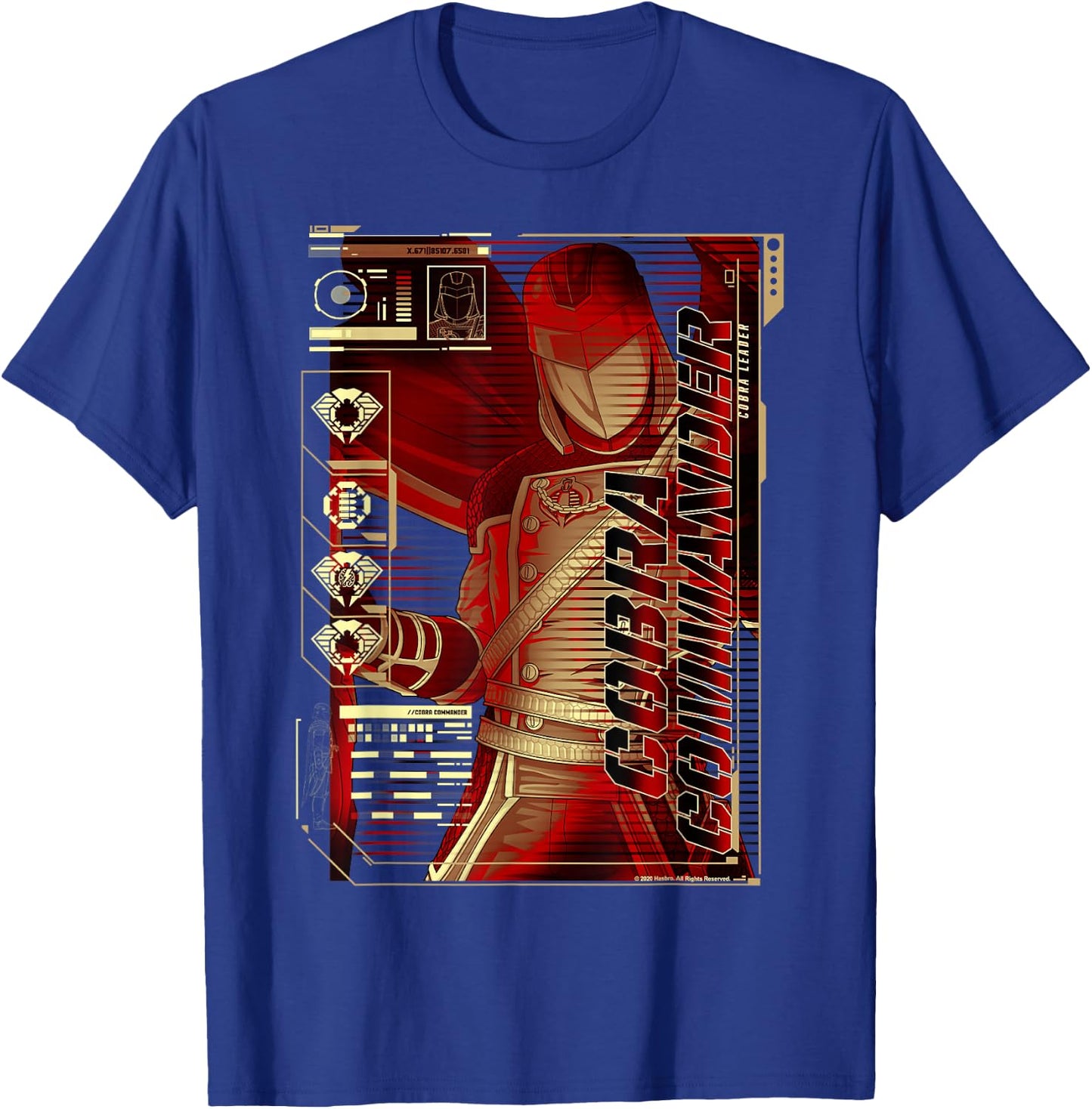 G.I. Joe Cobra Commander Leader Schematic Profile T-Shirt - T-Shirt | Royal
