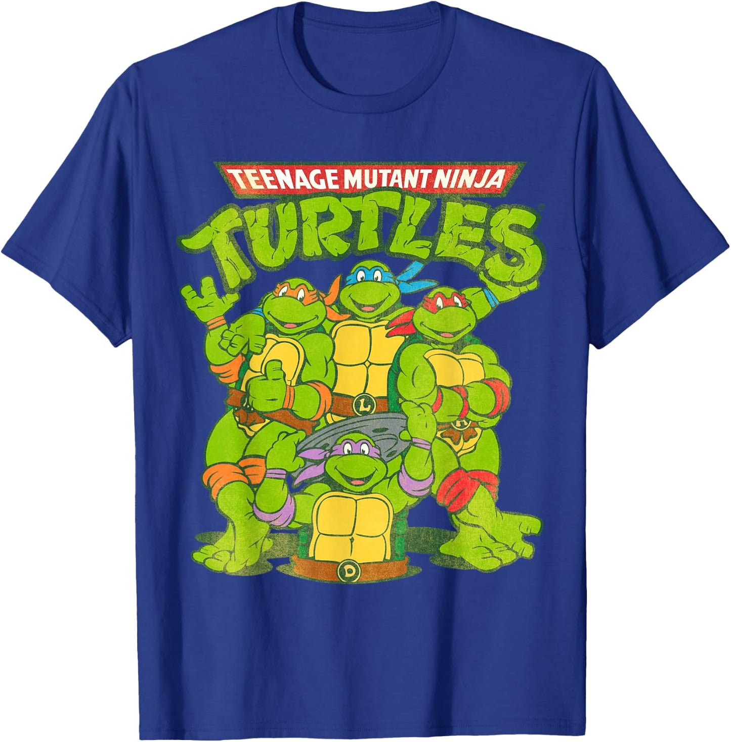 TMNT Classic Logo With All Ninja Turtles T-Shirt - T-Shirt | Royal