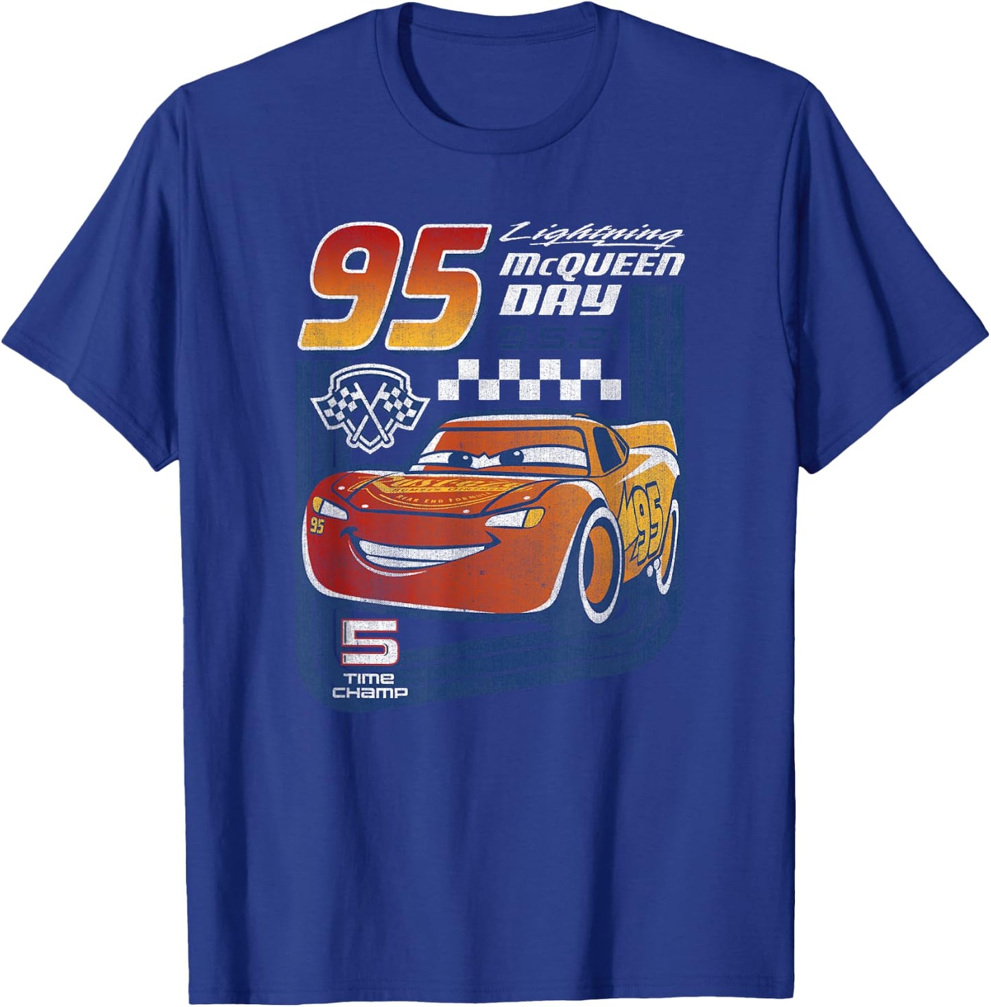 Disney Pixar Cars Lightning McQueen Trading Card Small T-Shirt - T-Shirt | Royal